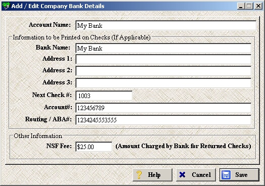 bank account setup - change